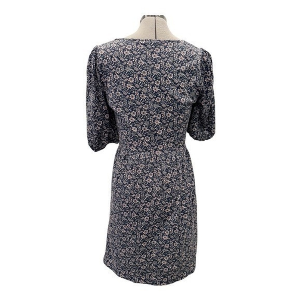 Boden Floral Puff Sleeve Square Neck Floral Print Navy and Pink Mini Dress US6 - Picture 5 of 9